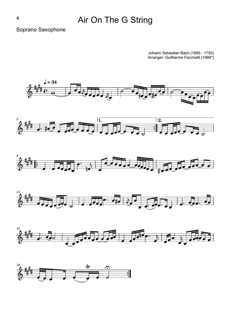 Air on the G String. For S. Sax, A. Sax and Piano. Score and Parts. Small Ensemble scores gallery preview page 4