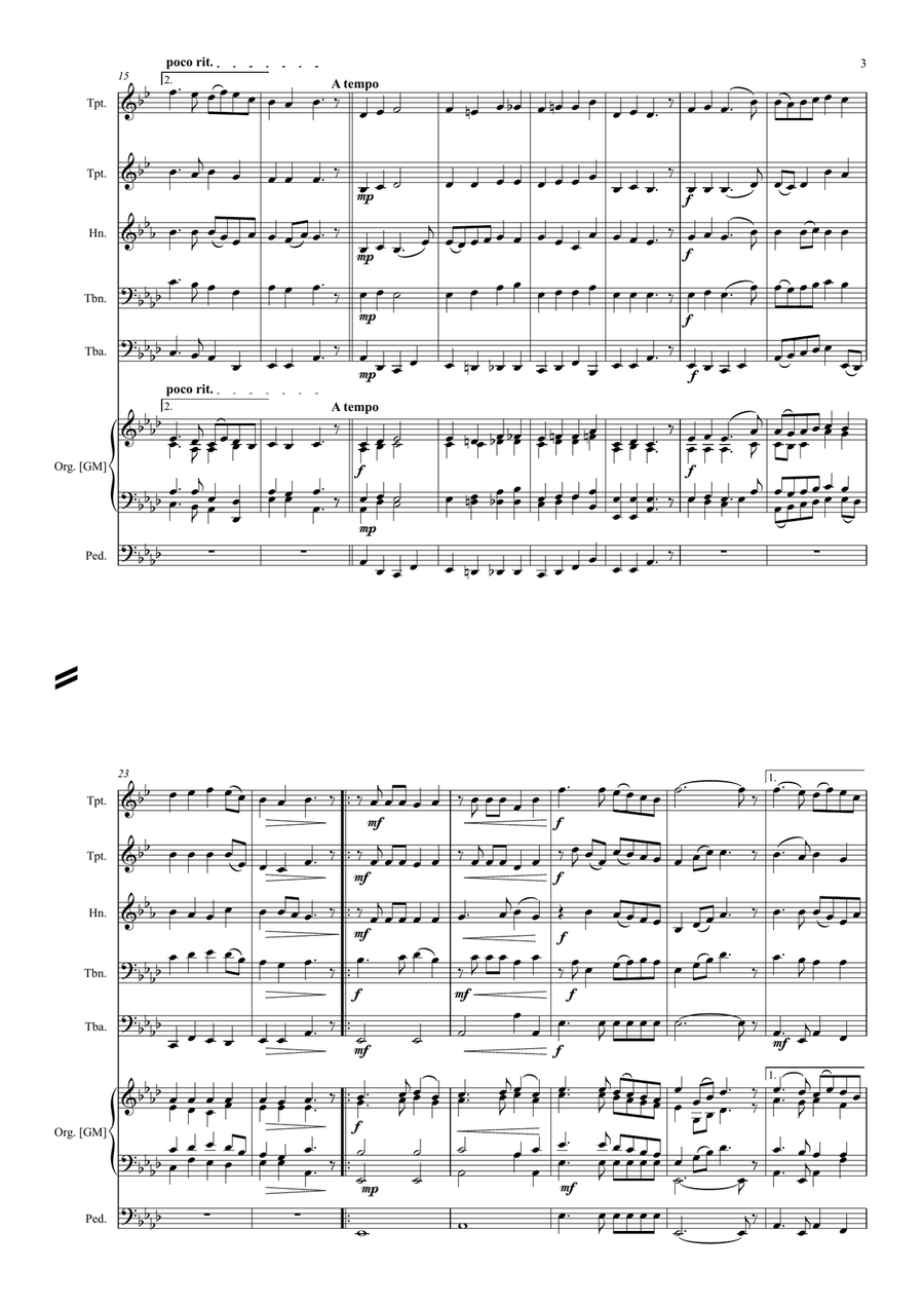 Cwm Rhondda Cwm Rhondda Brass Quintet scores gallery preview page 3