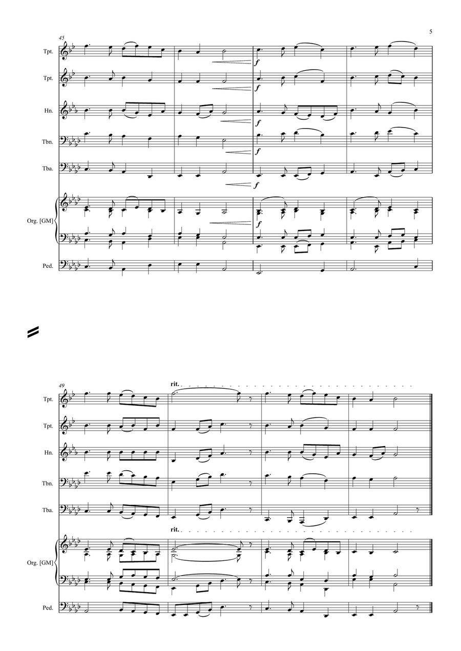 Cwm Rhondda Cwm Rhondda Brass Quintet scores gallery preview page 5