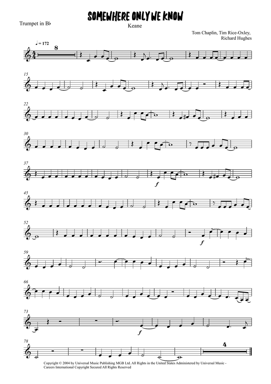 Somewhere Only We Know Somewhere Only We Know Trumpet Solo scores gallery preview page 4
