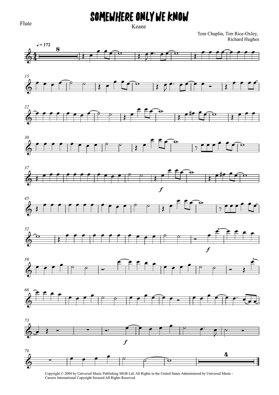 Somewhere Only We Know Somewhere Only We Know Flute Solo scores gallery preview page 4