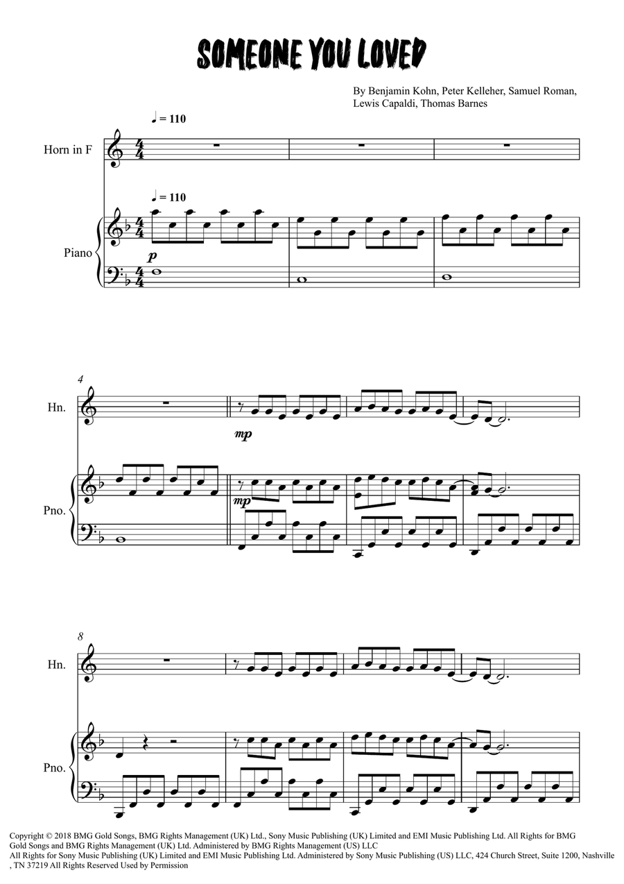 Someone You Loved Someone You Loved Piano scores gallery preview page 1