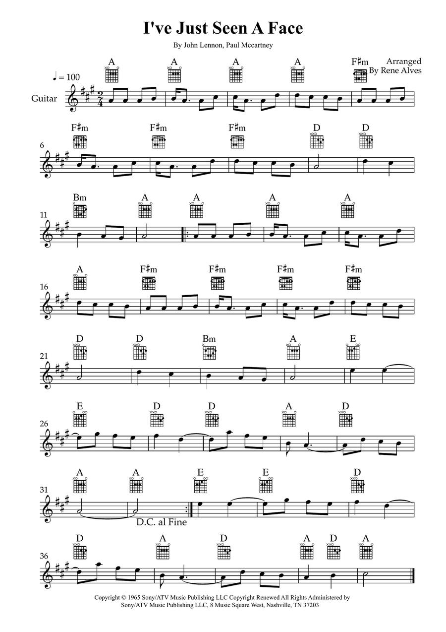 I've Just Seen A Face I've Just Seen A Face Acoustic Guitar scores gallery preview page 1