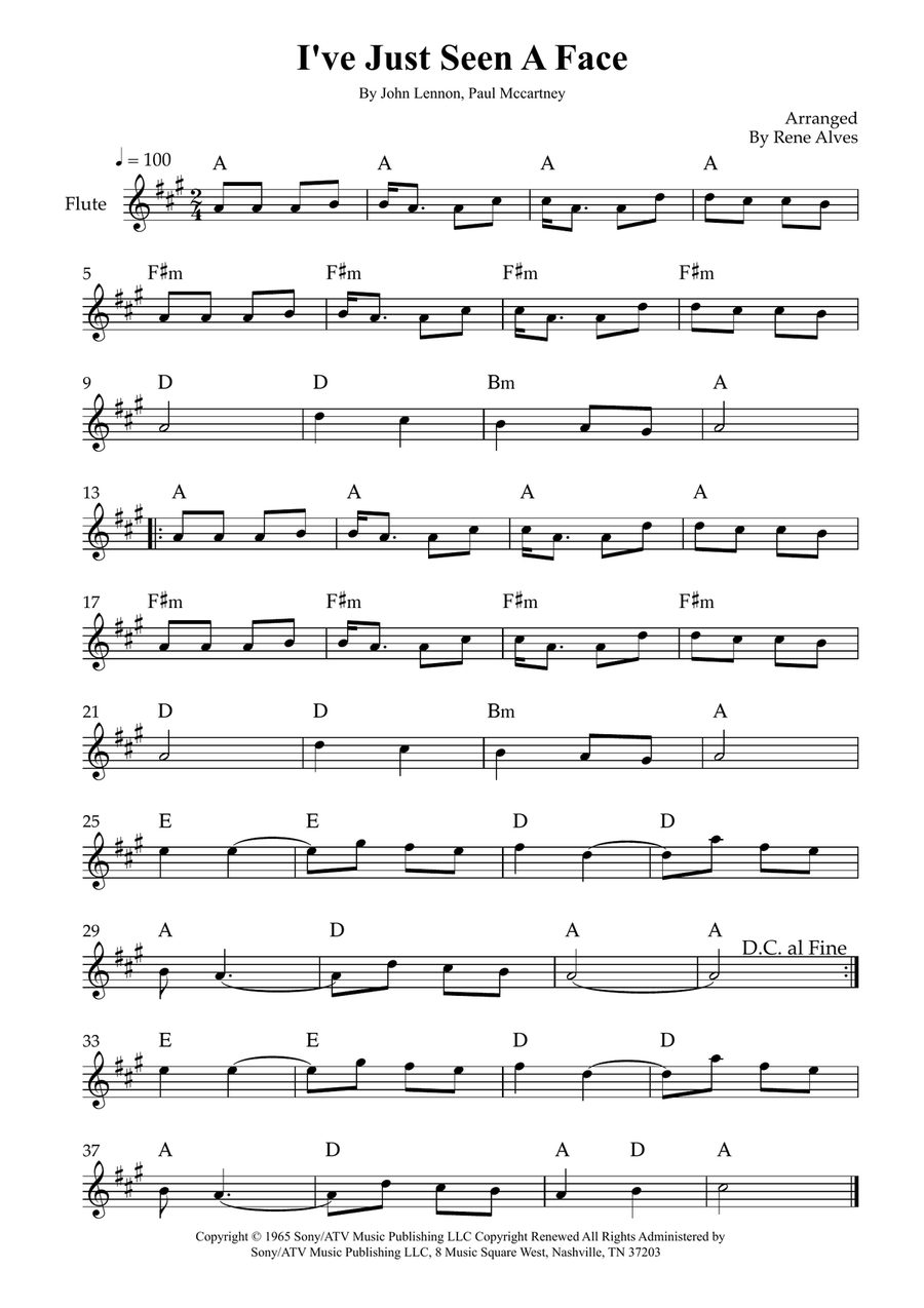 I've Just Seen A Face I've Just Seen A Face Flute Solo scores gallery preview page 1