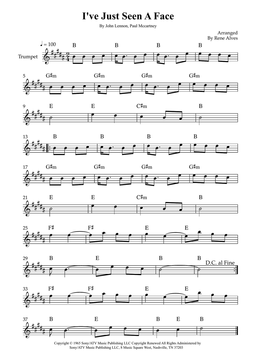 I've Just Seen A Face I've Just Seen A Face B-Flat Trumpet scores gallery preview page 1
