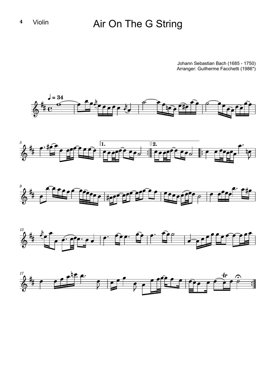 Air on the G String. For Violin, T. Sax and Piano. Score and Parts. Small Ensemble scores gallery preview page 4