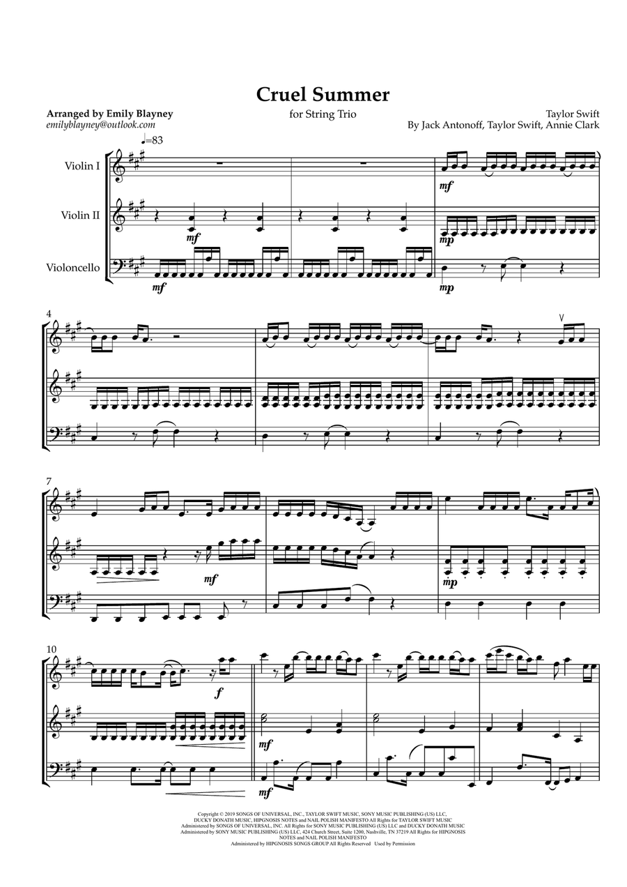 Cruel Summer Cruel Summer String Trio scores gallery preview page 1