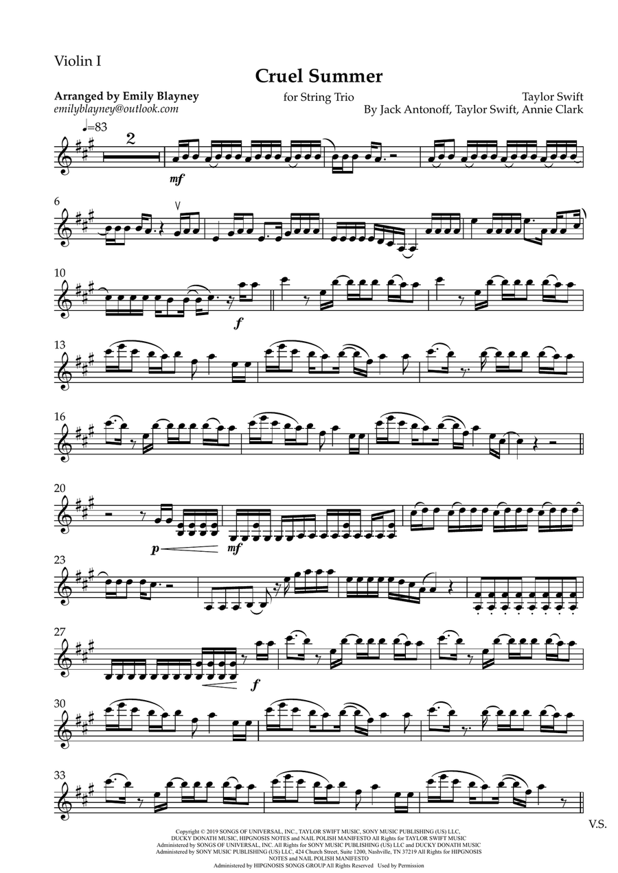 Cruel Summer Cruel Summer String Trio scores gallery preview page 6