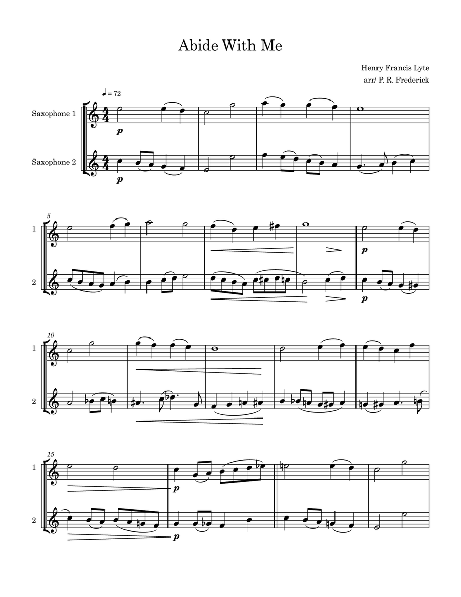 Abide With Me Tenor Saxophone scores gallery preview page 1