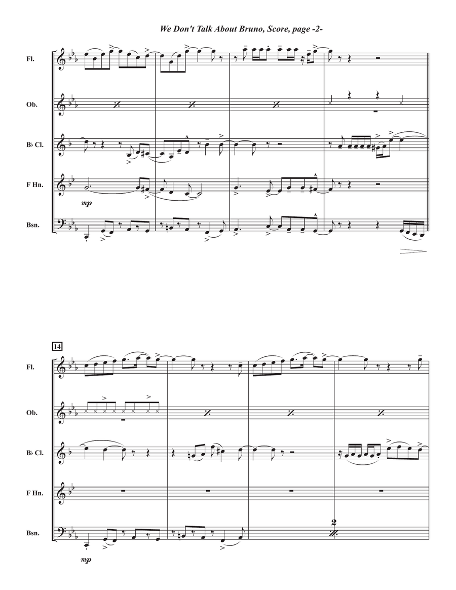We Don't Talk About Bruno Woodwind Quintet scores gallery preview page 4