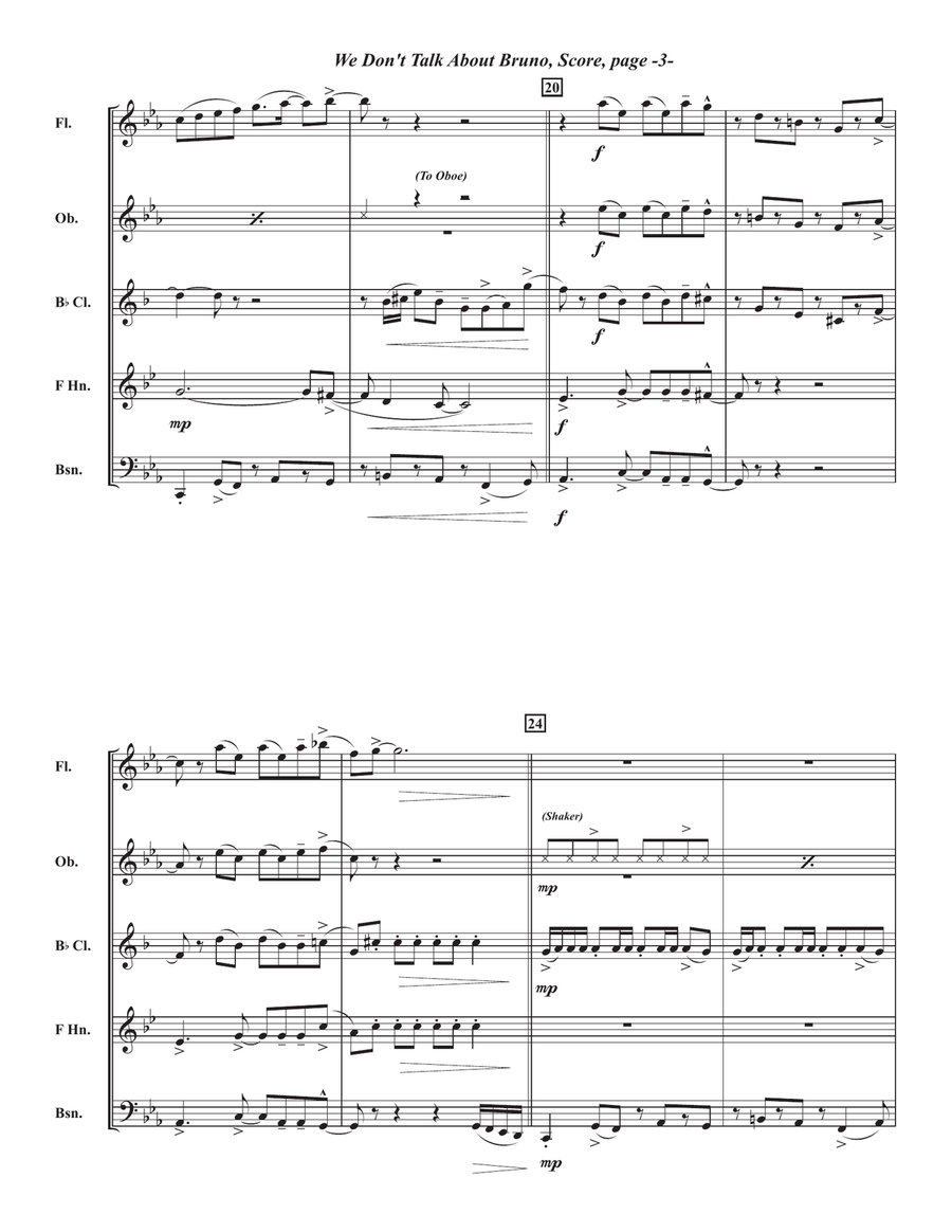 We Don't Talk About Bruno Woodwind Quintet scores gallery preview page 5