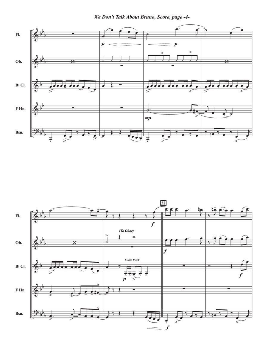 We Don't Talk About Bruno Woodwind Quintet scores gallery preview page 6
