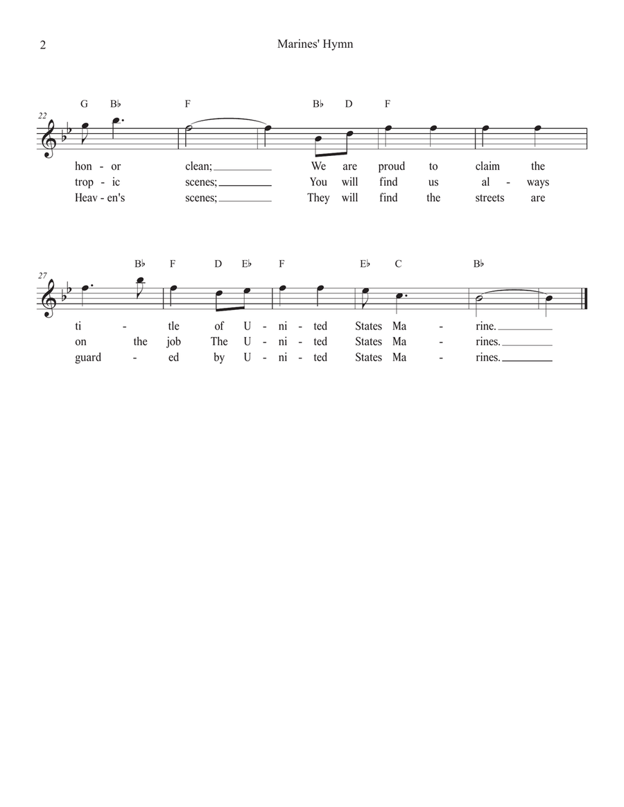 Marines' Hymn for Flute Marines' Hymn for Flute Piccolo scores gallery preview page 2