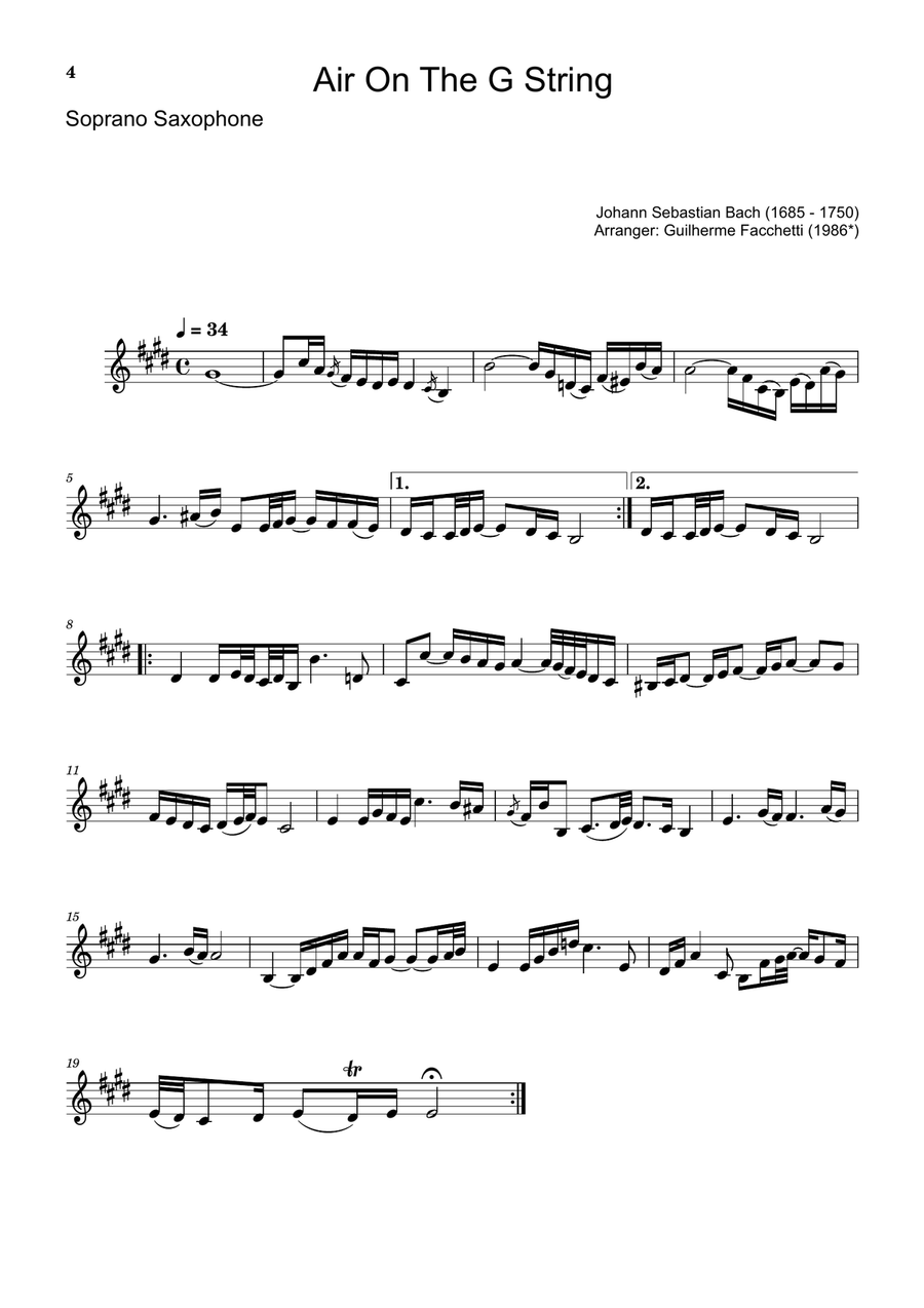 Air on the G String. For S. Sax, Cello and Piano. Score and Parts. Small Ensemble scores gallery preview page 4
