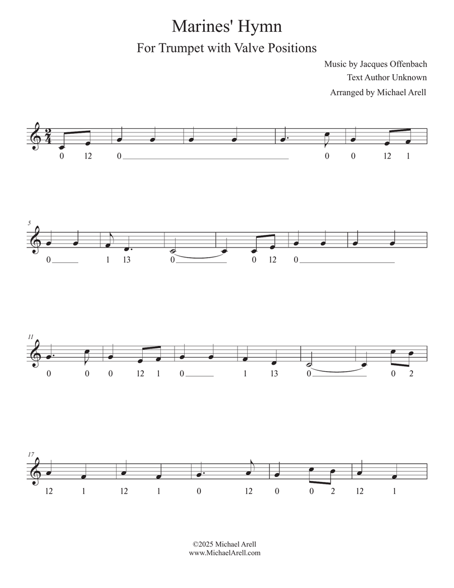 Marines' Hymn for Trumpet C Trumpet scores gallery preview page 3