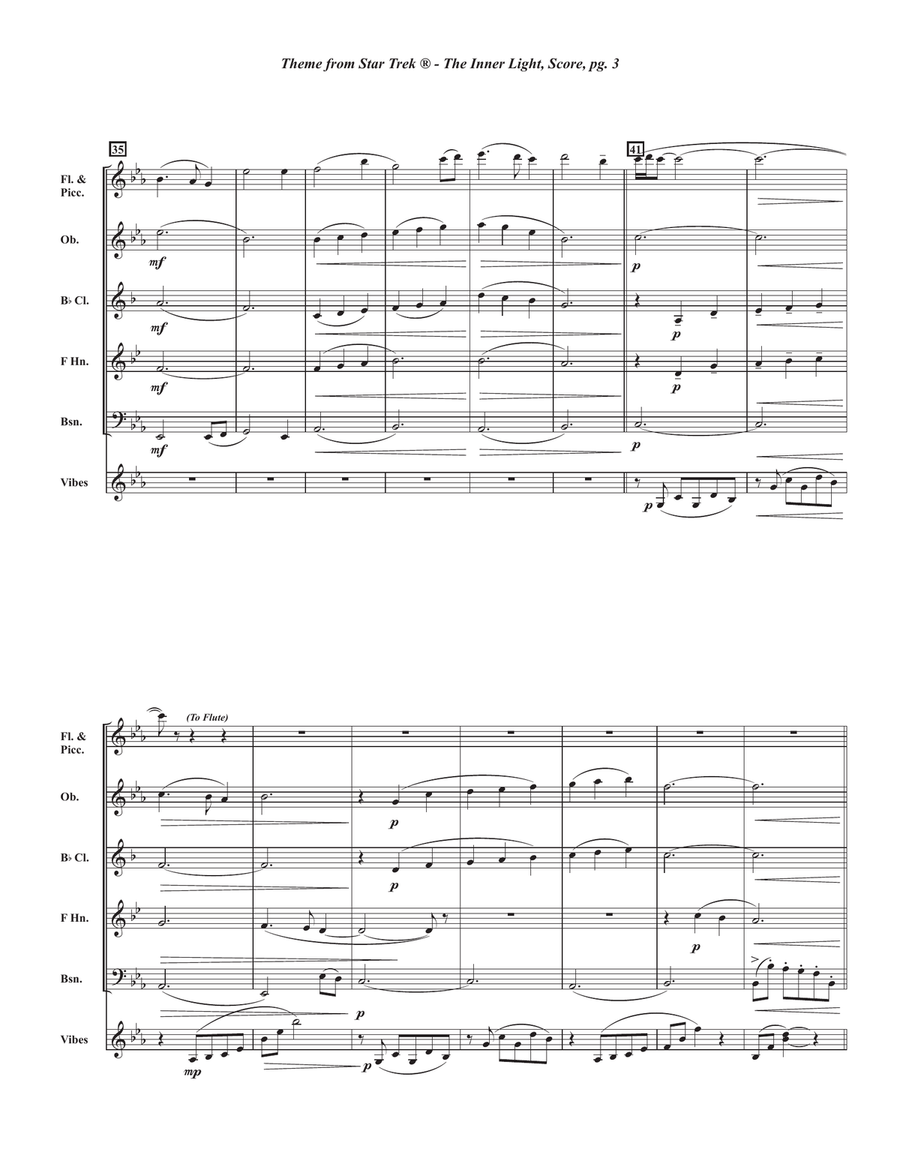 Star Trek(R) - The Inner Light Woodwind Quintet scores gallery preview page 4