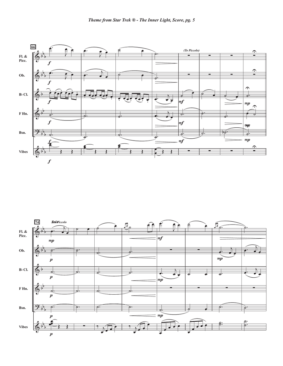 Star Trek(R) - The Inner Light Woodwind Quintet scores gallery preview page 6