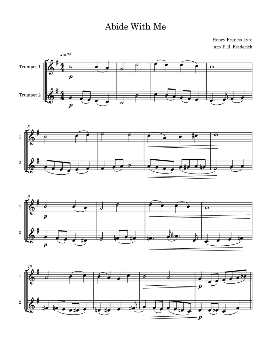 Abide With Me Trumpet Duet scores gallery preview page 1