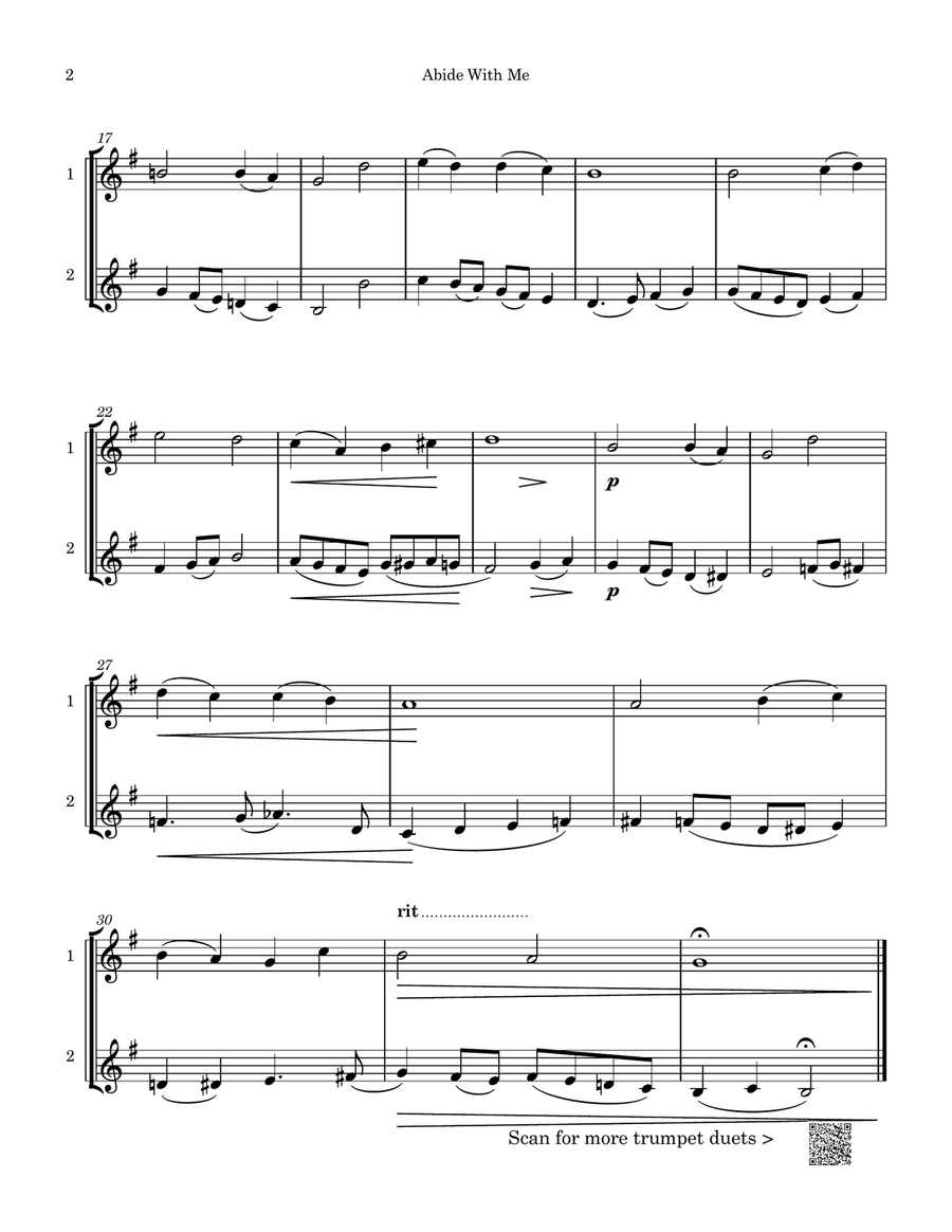 Abide With Me Trumpet Duet scores gallery preview page 2