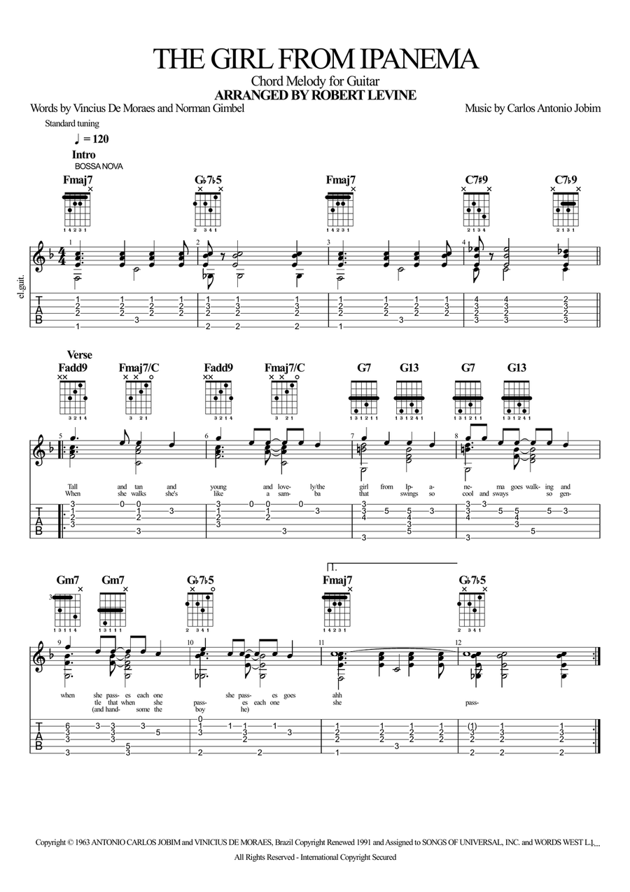 The Girl From Ipanema (Garôta De Ipanema) Electric Guitar scores gallery preview page 1