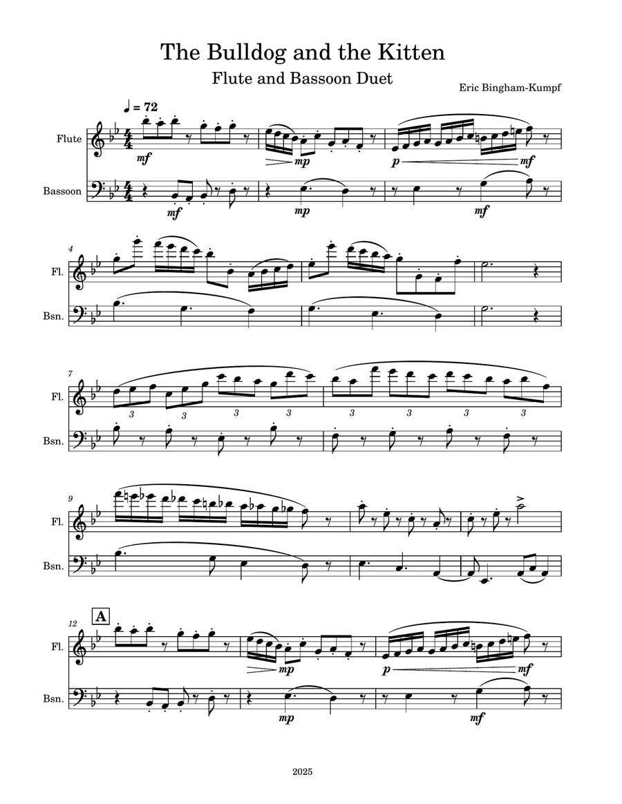 The Bulldog and the Kitten Woodwind Duet scores gallery preview page 1