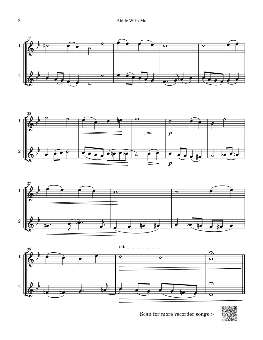 Abide With Me Woodwind Duet scores gallery preview page 2
