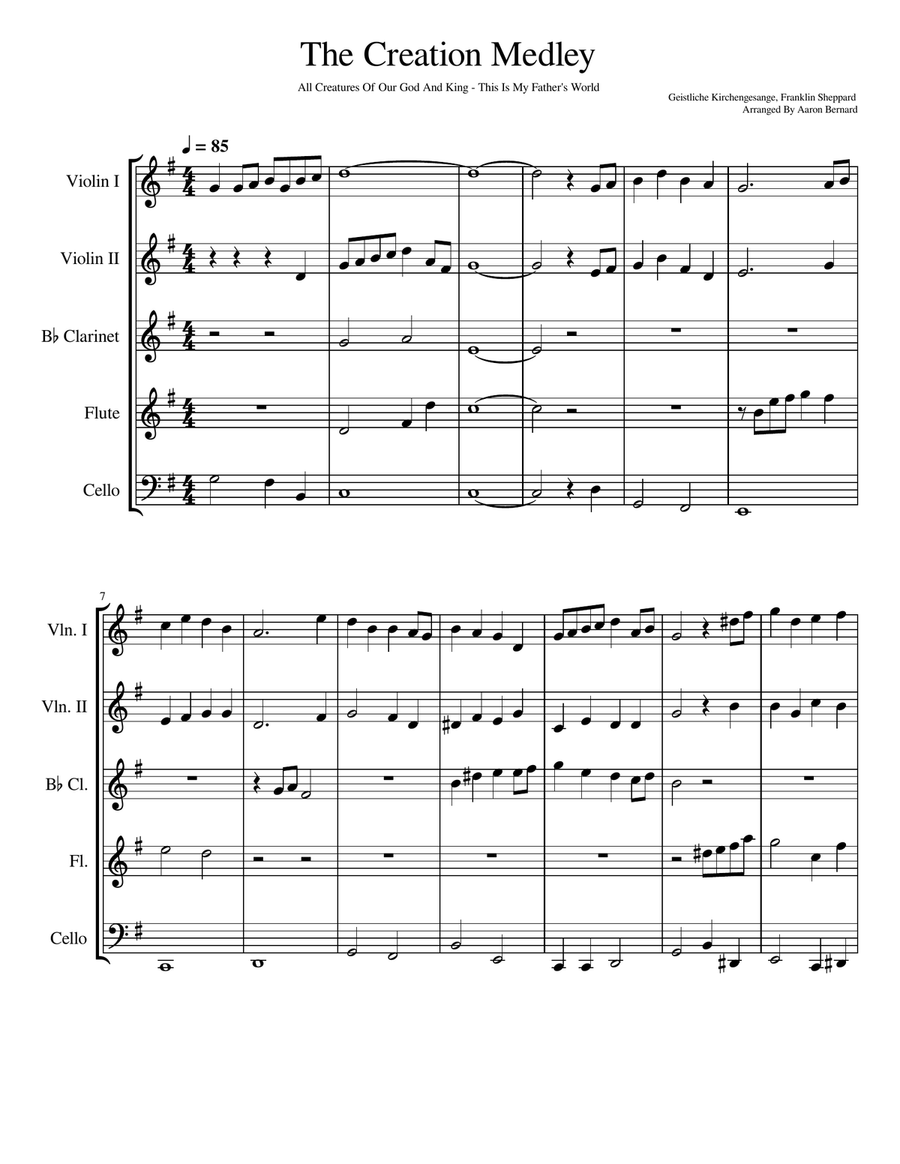 The Creation Medley The Creation Medley Small Ensemble scores gallery preview page 1