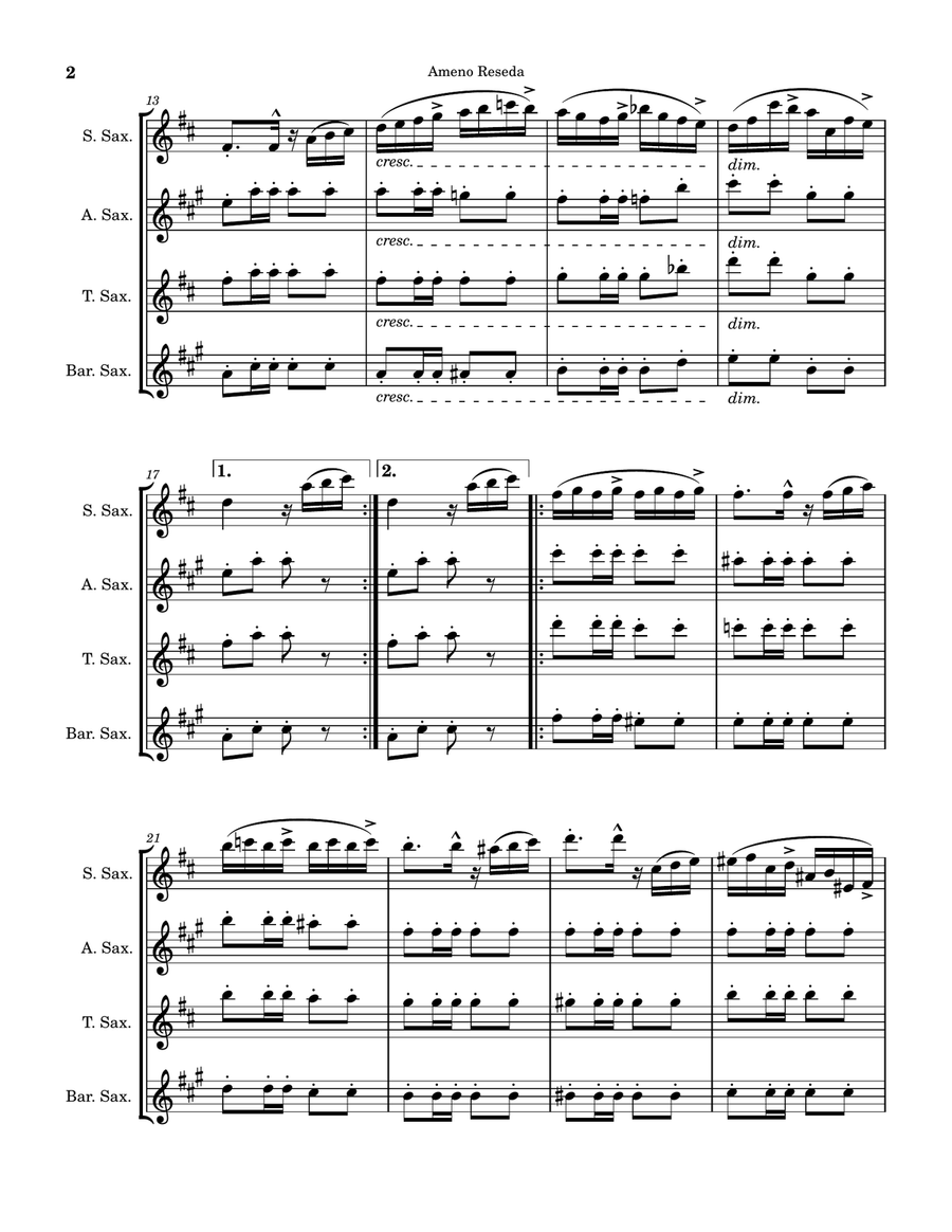 Ameno Reseda Polka Ameno Reseda Polka Saxophone Quartet scores gallery preview page 2