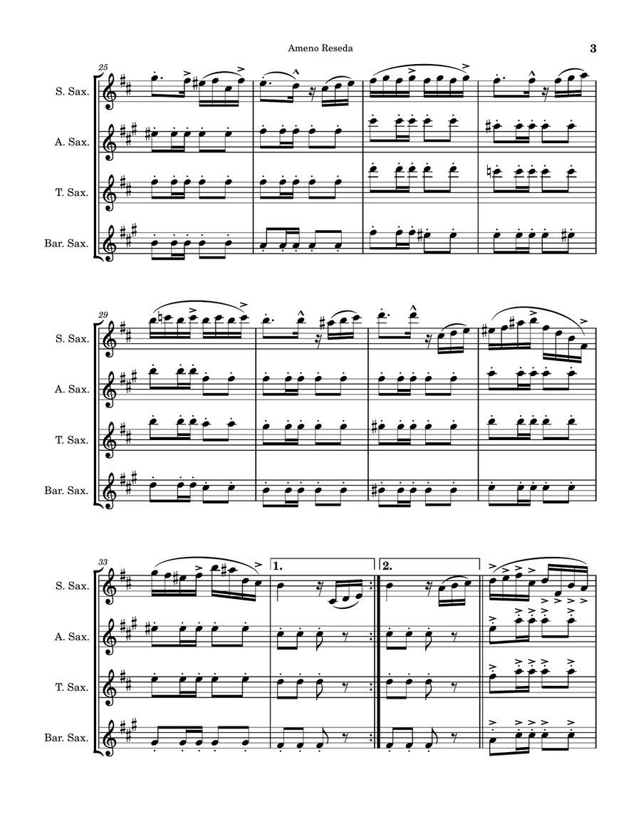 Ameno Reseda Polka Ameno Reseda Polka Saxophone Quartet scores gallery preview page 3
