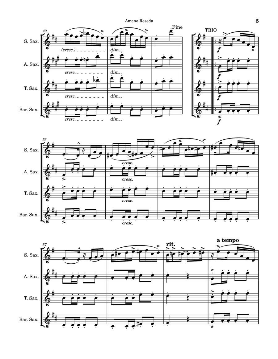 Ameno Reseda Polka Ameno Reseda Polka Saxophone Quartet scores gallery preview page 5