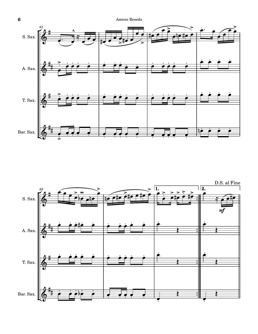 Ameno Reseda Polka Ameno Reseda Polka Saxophone Quartet scores gallery preview page 6