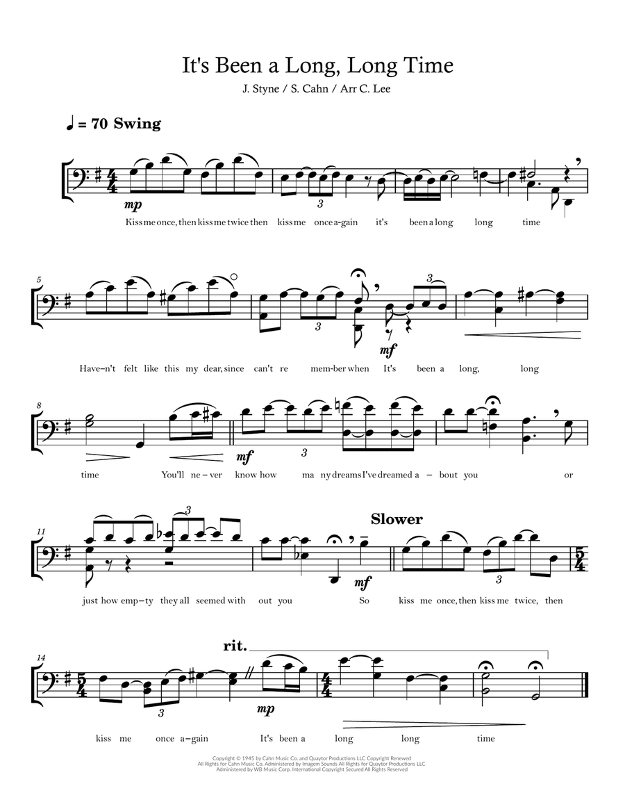 It's Been A Long, Long Time Cello Solo scores gallery preview page 1