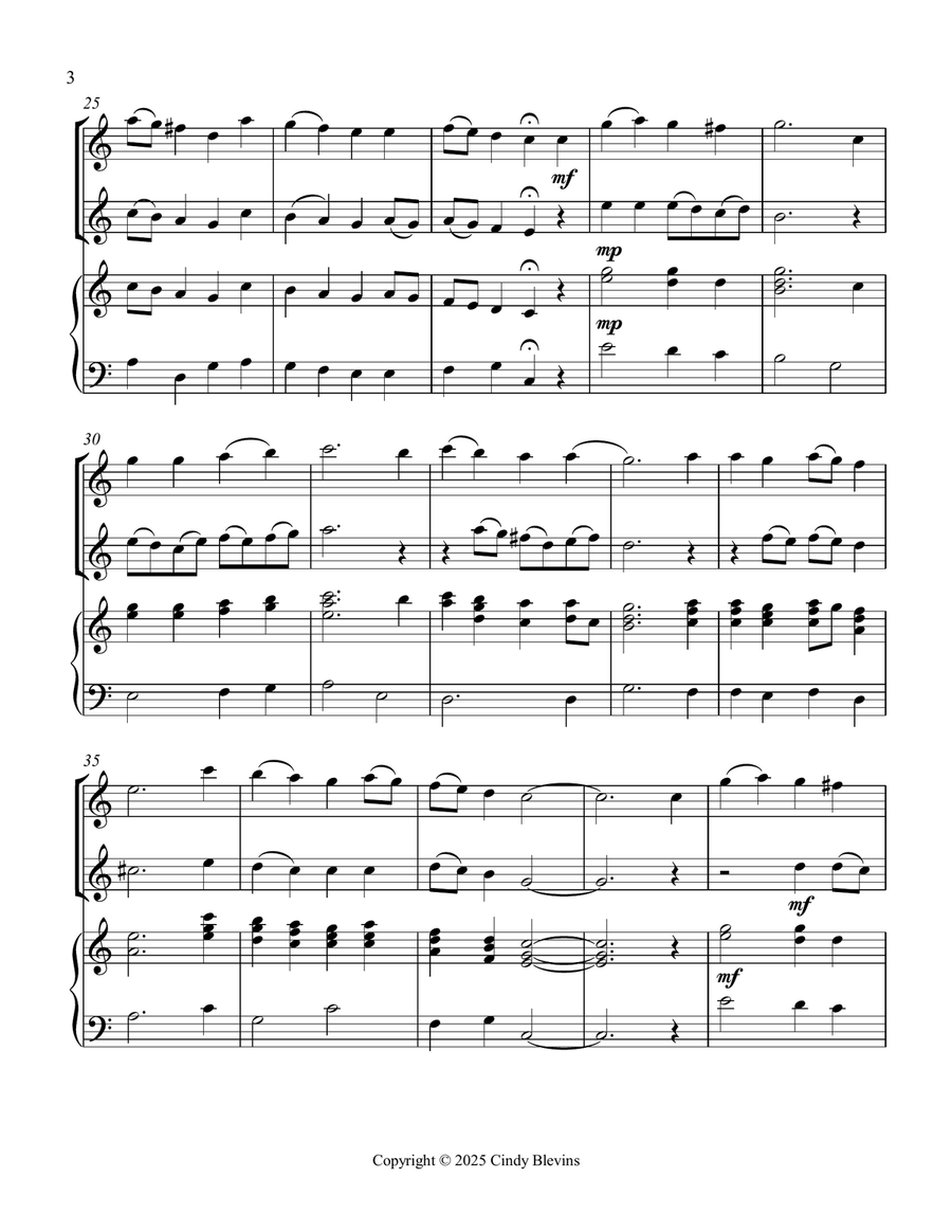 A Mighty Fortress Is Our God, for Flute, Violin and Piano Flute scores gallery preview page 4