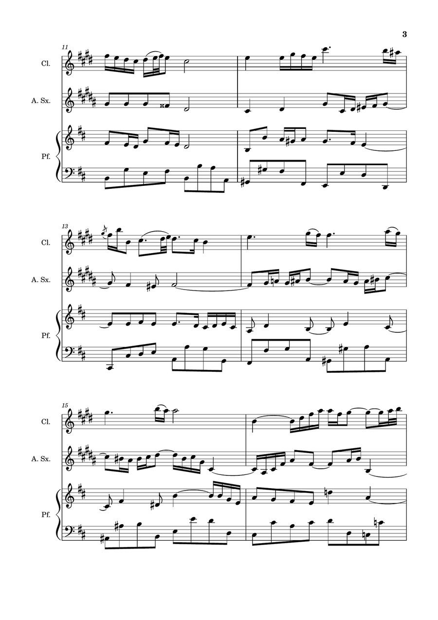 Air on the G String. For Clarinet, A. Sax and Piano. Score and Parts. Small Ensemble scores gallery preview page 3