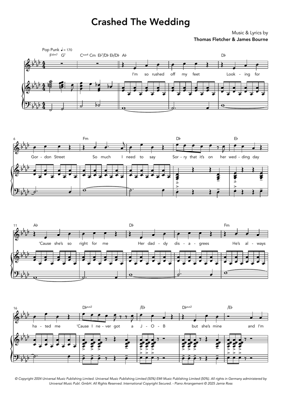 Crashed The Wedding Crashed The Wedding Piano, Vocal scores gallery preview page 1