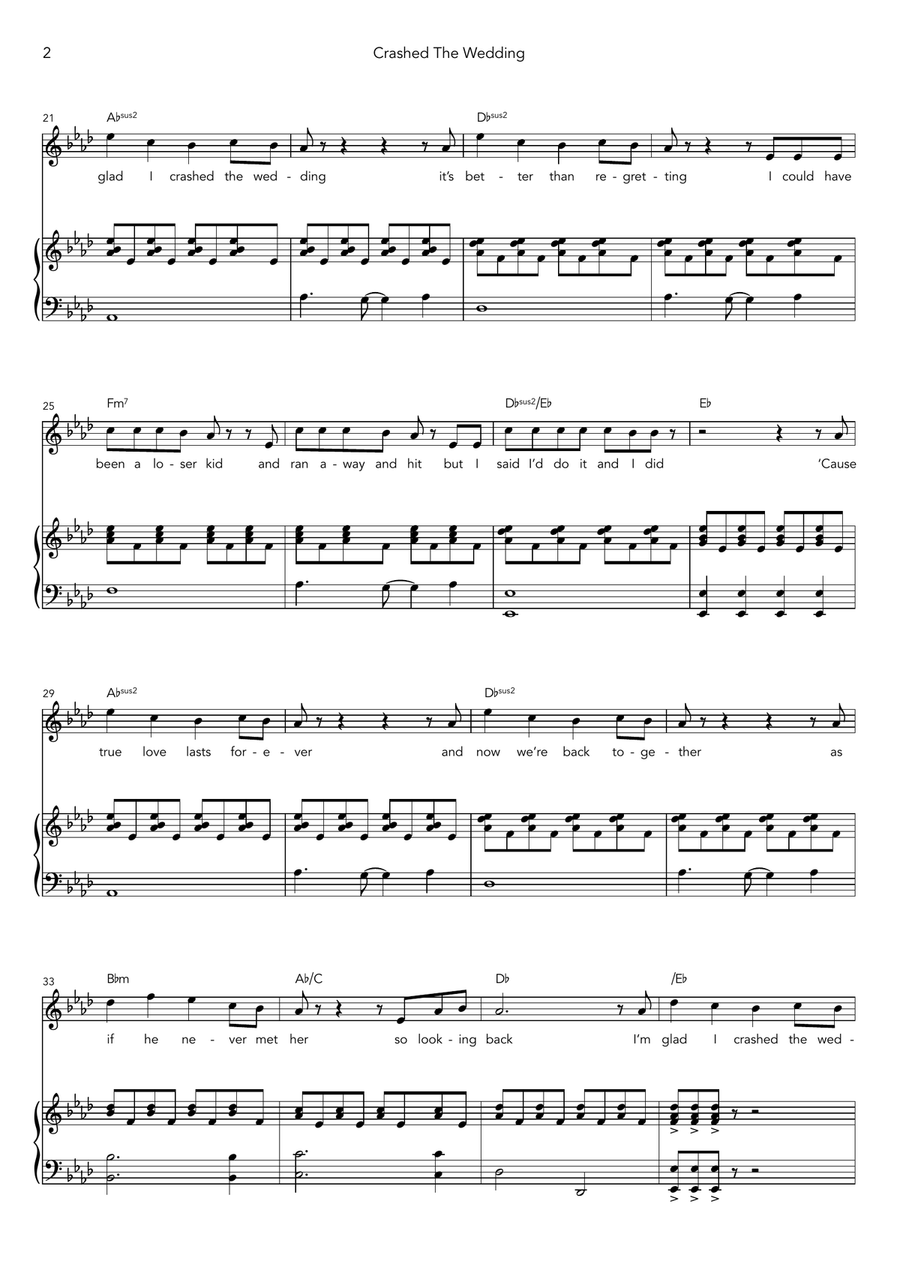 Crashed The Wedding Crashed The Wedding Piano, Vocal scores gallery preview page 2