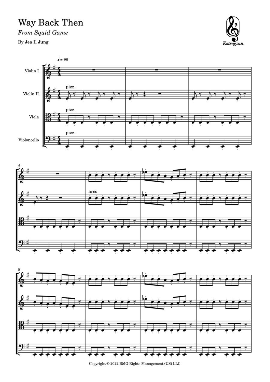 Way Back Then String Quartet scores gallery preview page 1