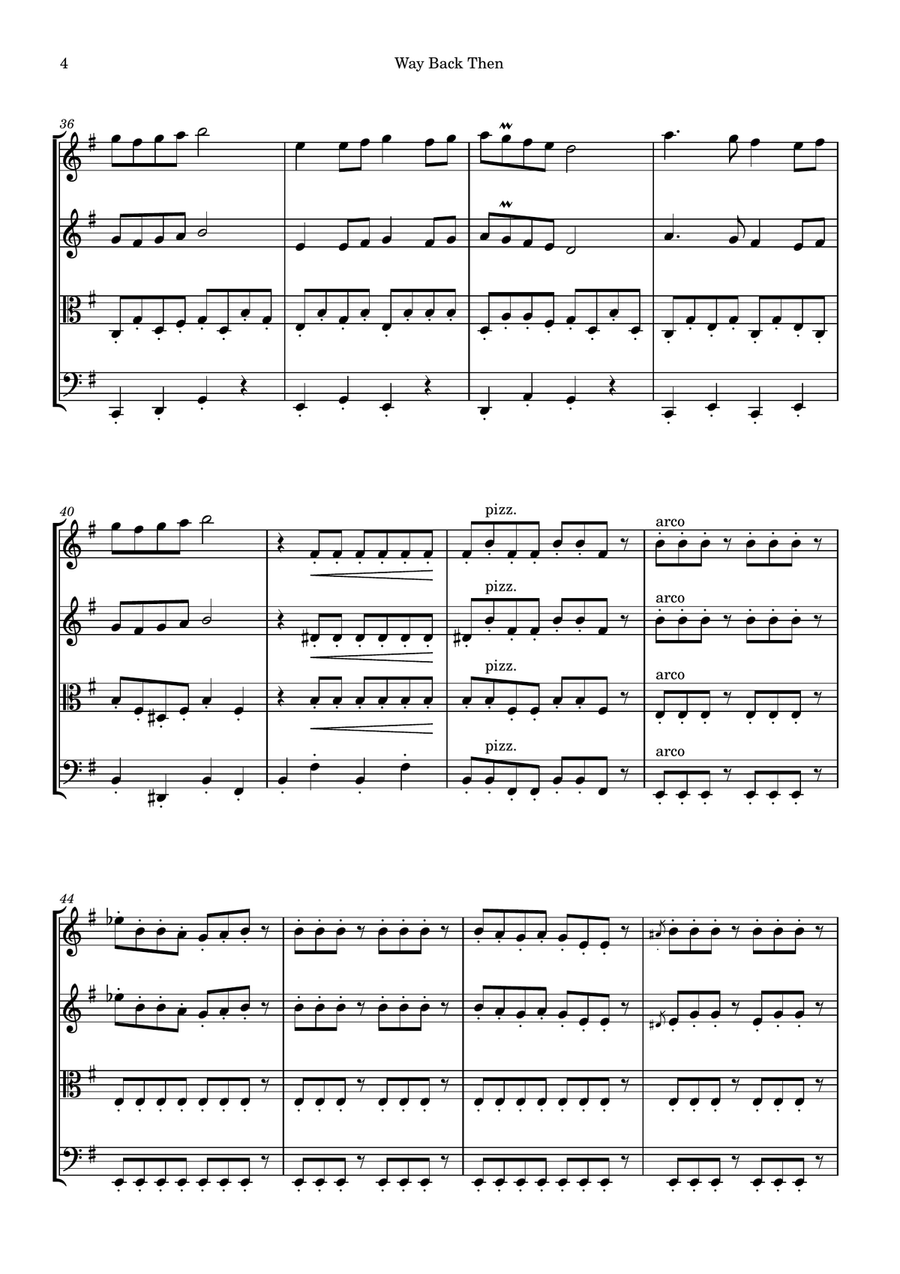 Way Back Then String Quartet scores gallery preview page 4