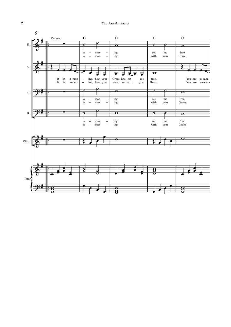 You Are Amazing SATB optional instruments and piano with parts 4-Part scores gallery preview page 2