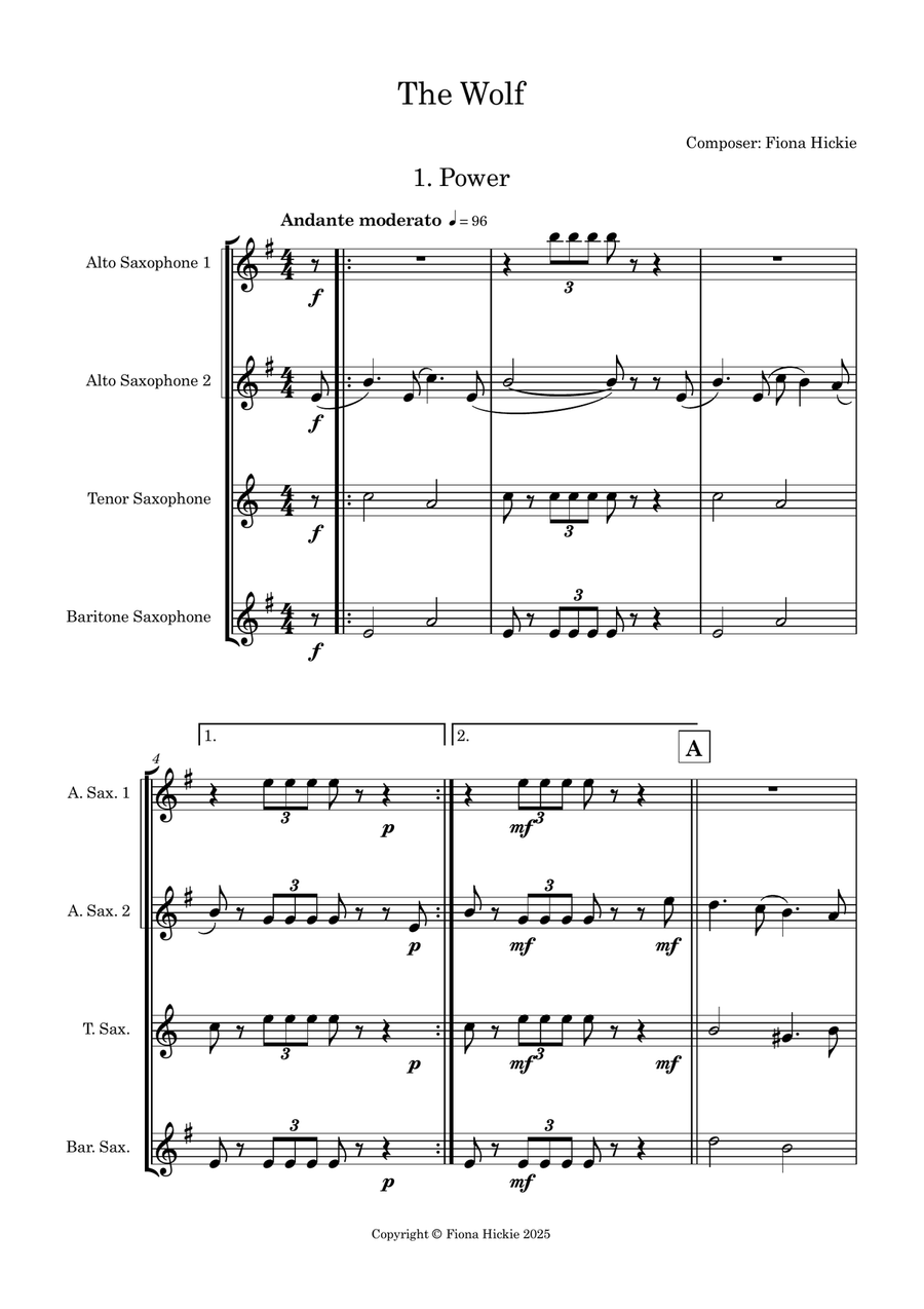 The Wolf The Wolf Saxophone Quartet scores gallery preview page 3
