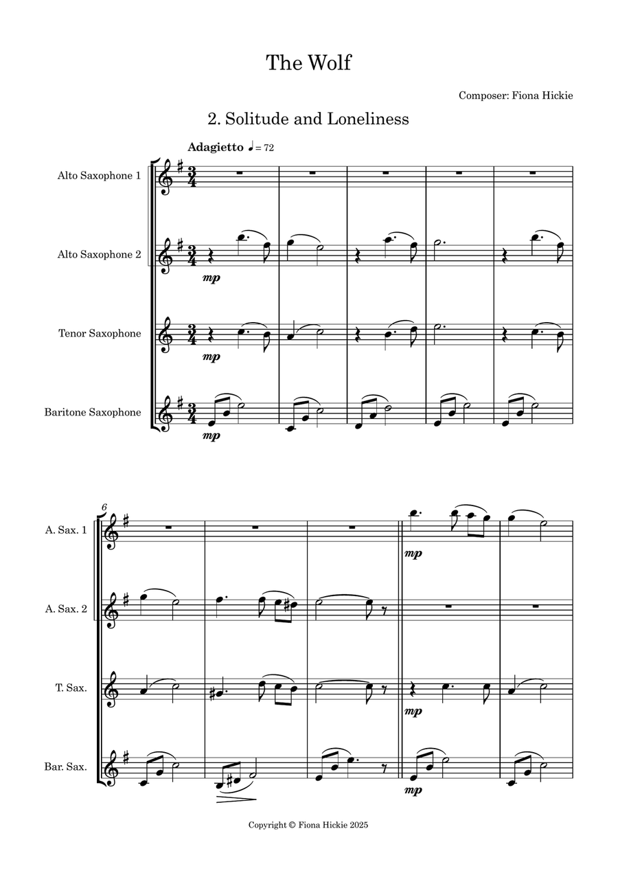 The Wolf The Wolf Saxophone Quartet scores gallery preview page 6