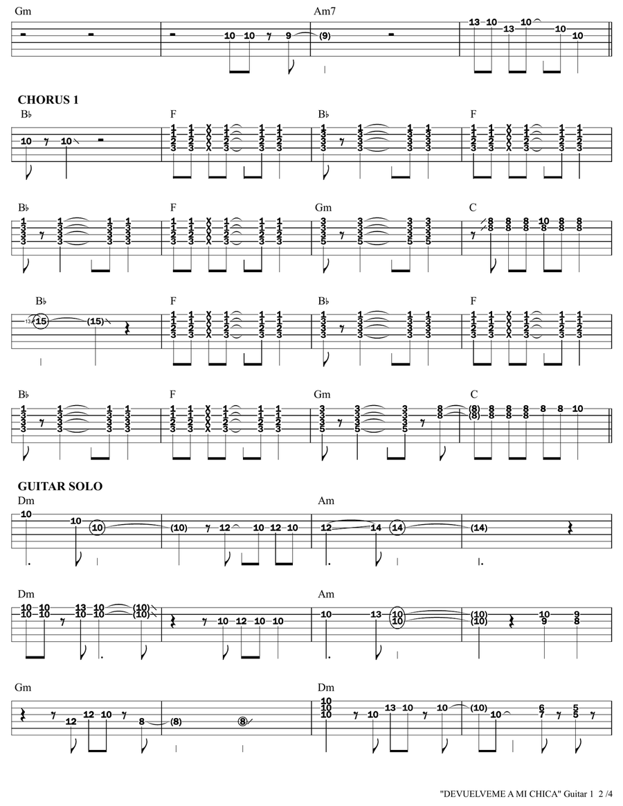 Devuelveme A Mi Chica Devuelveme A Mi Chica Guitar Tablature scores gallery preview page 2