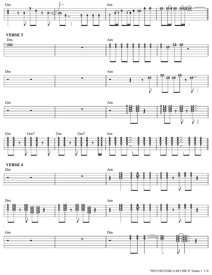 Devuelveme A Mi Chica Devuelveme A Mi Chica Guitar Tablature scores gallery preview page 3