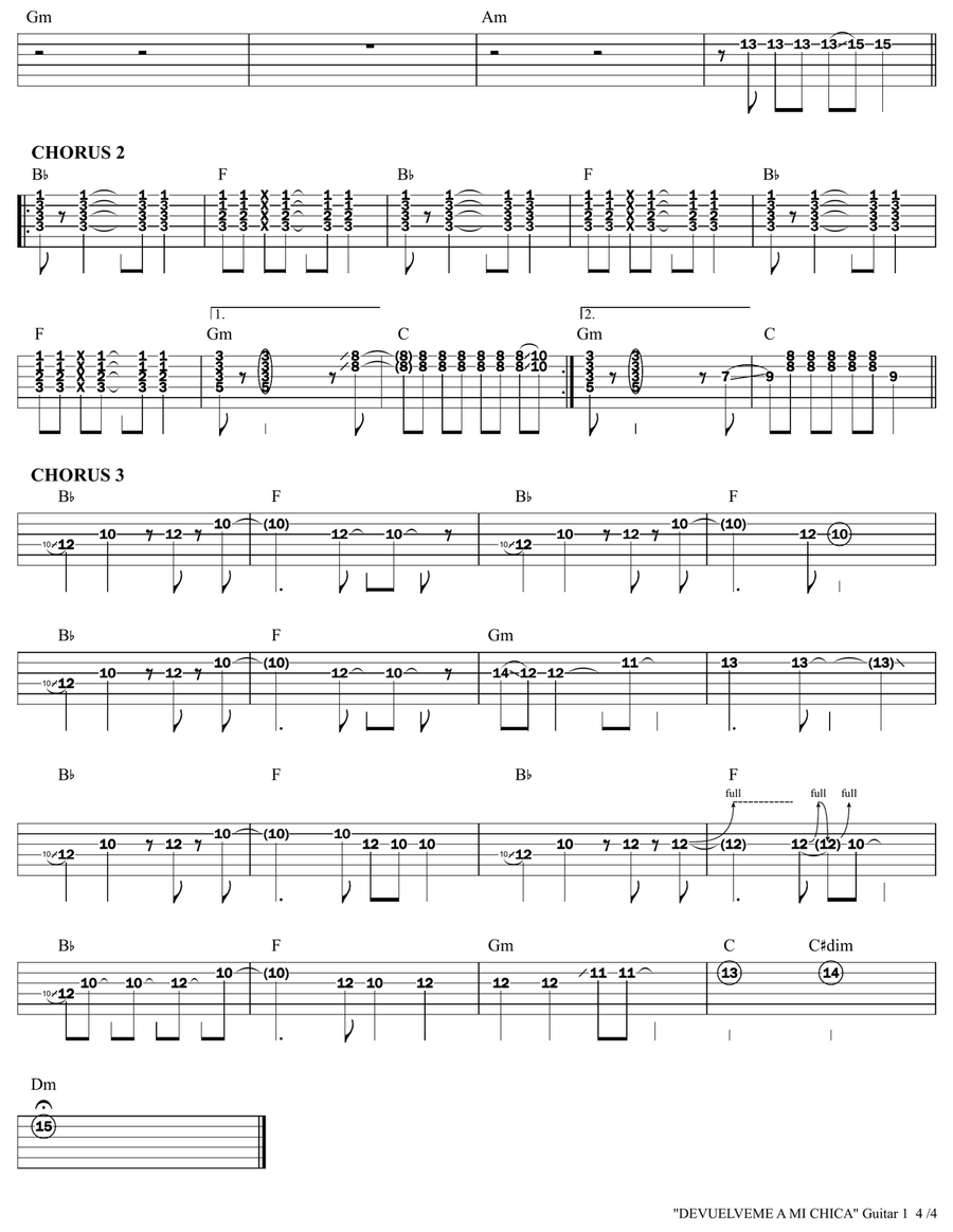 Devuelveme A Mi Chica Devuelveme A Mi Chica Guitar Tablature scores gallery preview page 4