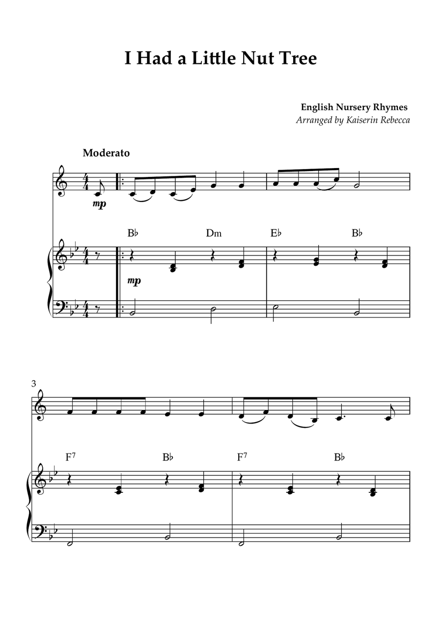 I Had a Little Nut Tree I Had a Little Nut Tree B-Flat Clarinet scores gallery preview page 1