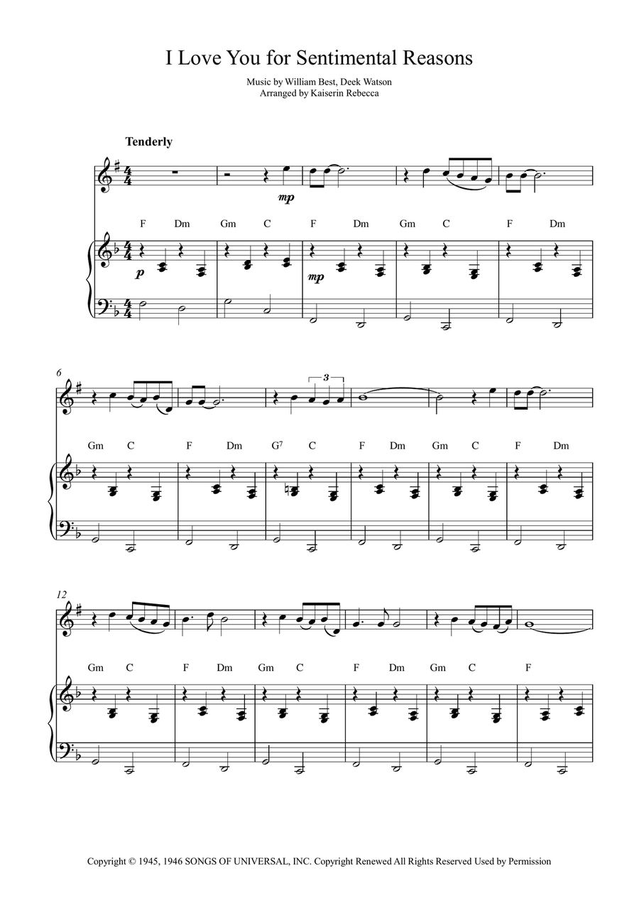 (I Love You) For Sentimental Reasons Soprano Saxophone scores gallery preview page 1