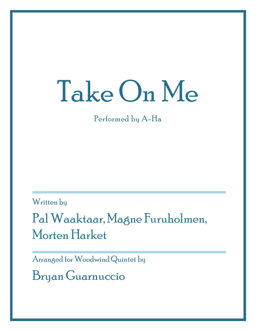 Take On Me Woodwind Quintet scores gallery preview page 1