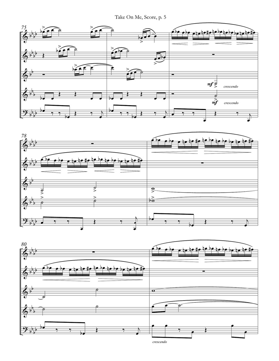 Take On Me Woodwind Quintet scores gallery preview page 6