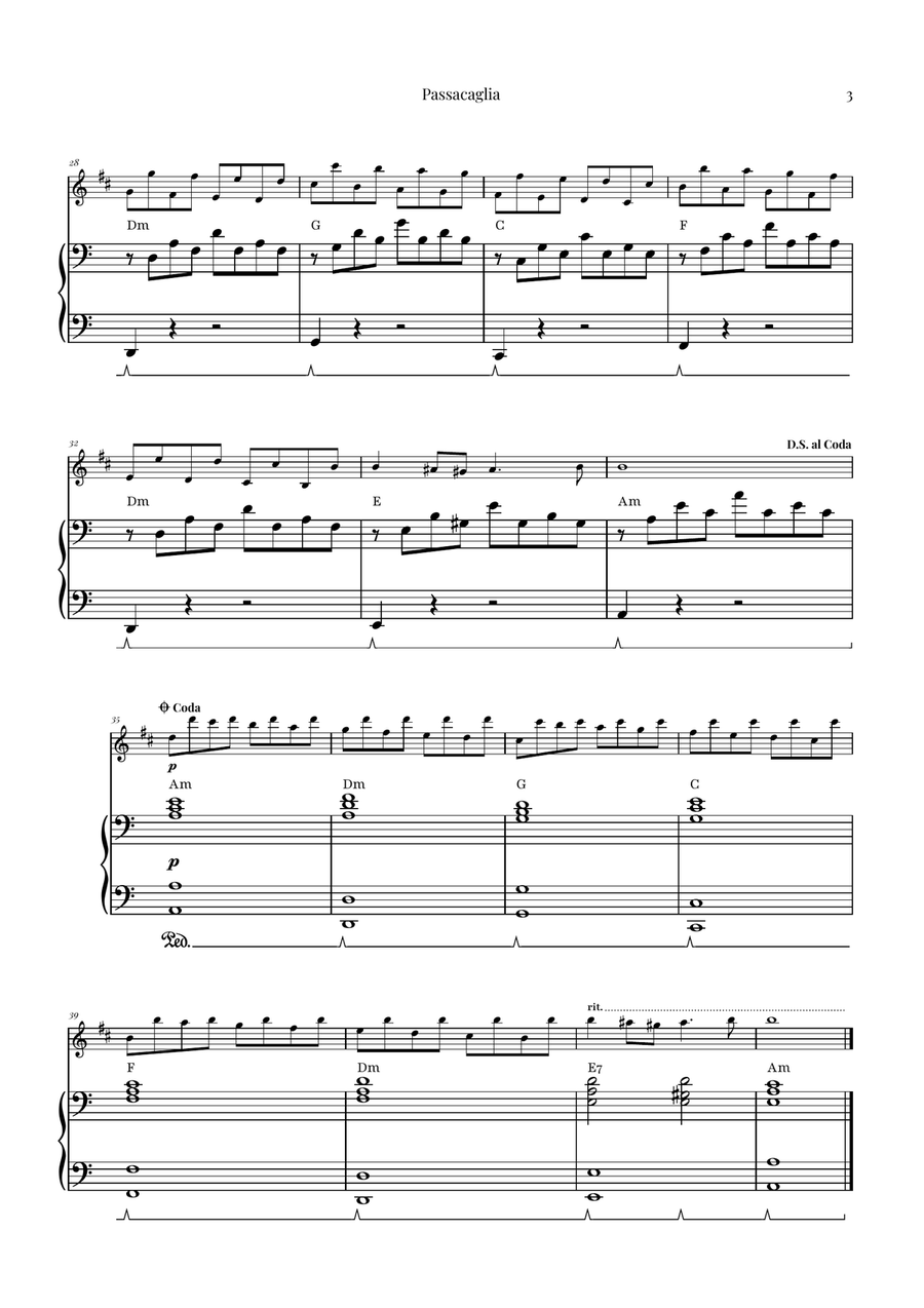 Passacaglia by Handel/Halvorsen B-Flat Clarinet scores gallery preview page 3