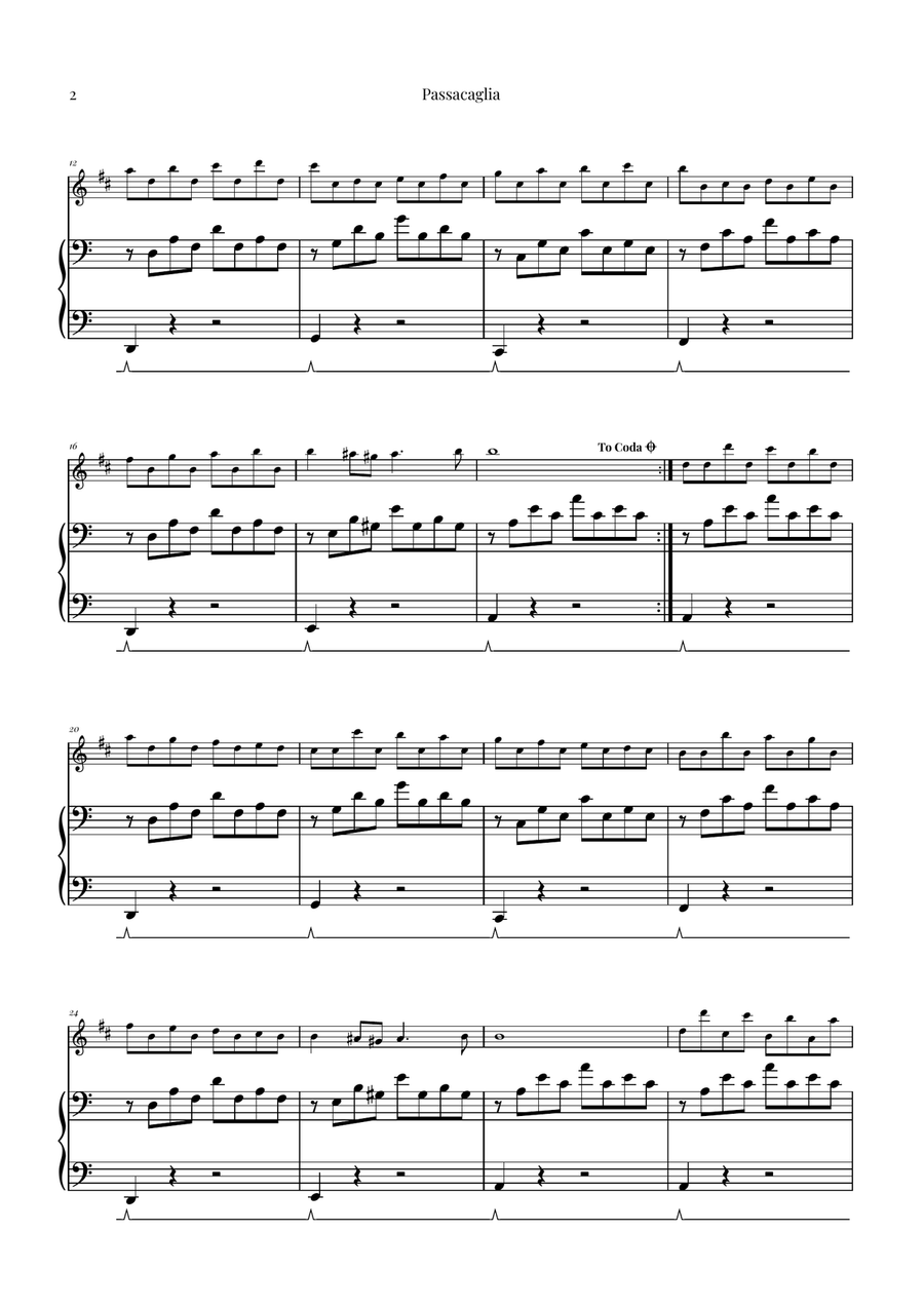 Passacaglia by Handel/Halvorsen B-Flat Clarinet scores gallery preview page 2